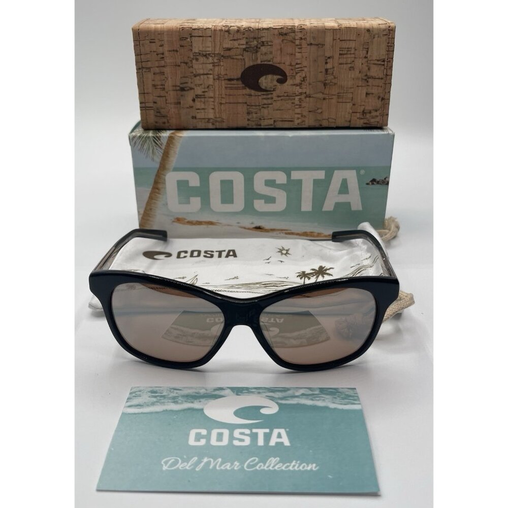 Costa Del Mar Sunglasses SAR 11 Sarasota‎ Shiny Black / Silver Mirror 580G Case